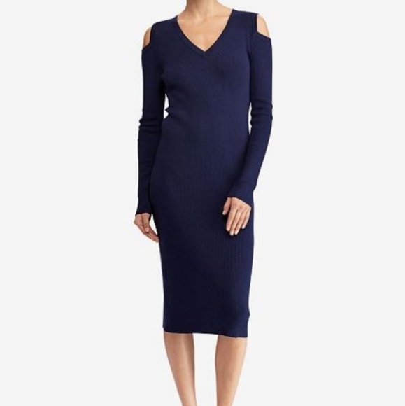 Ralph Lauren Cold-Shoulder Sweater Dress - Picture 1 of 3